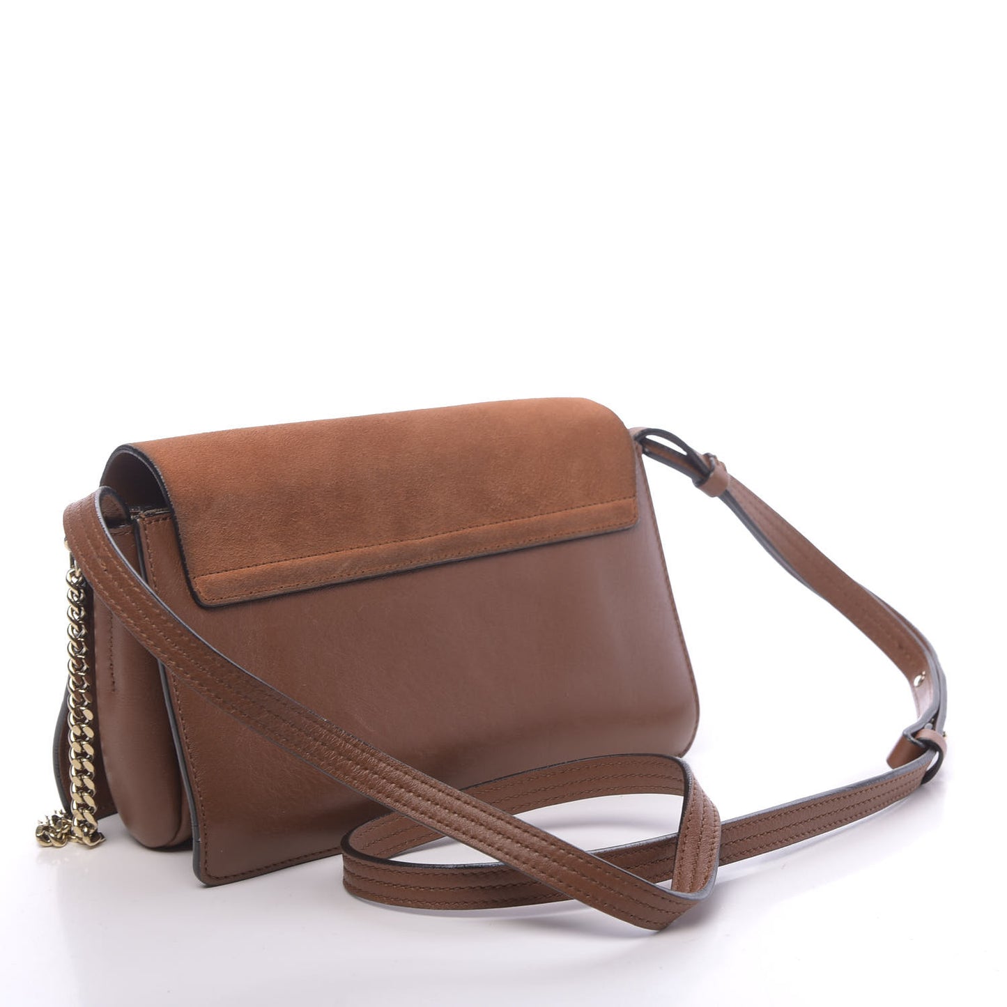 Suede Calfskin Small Faye Shoulder Bag Tobacco