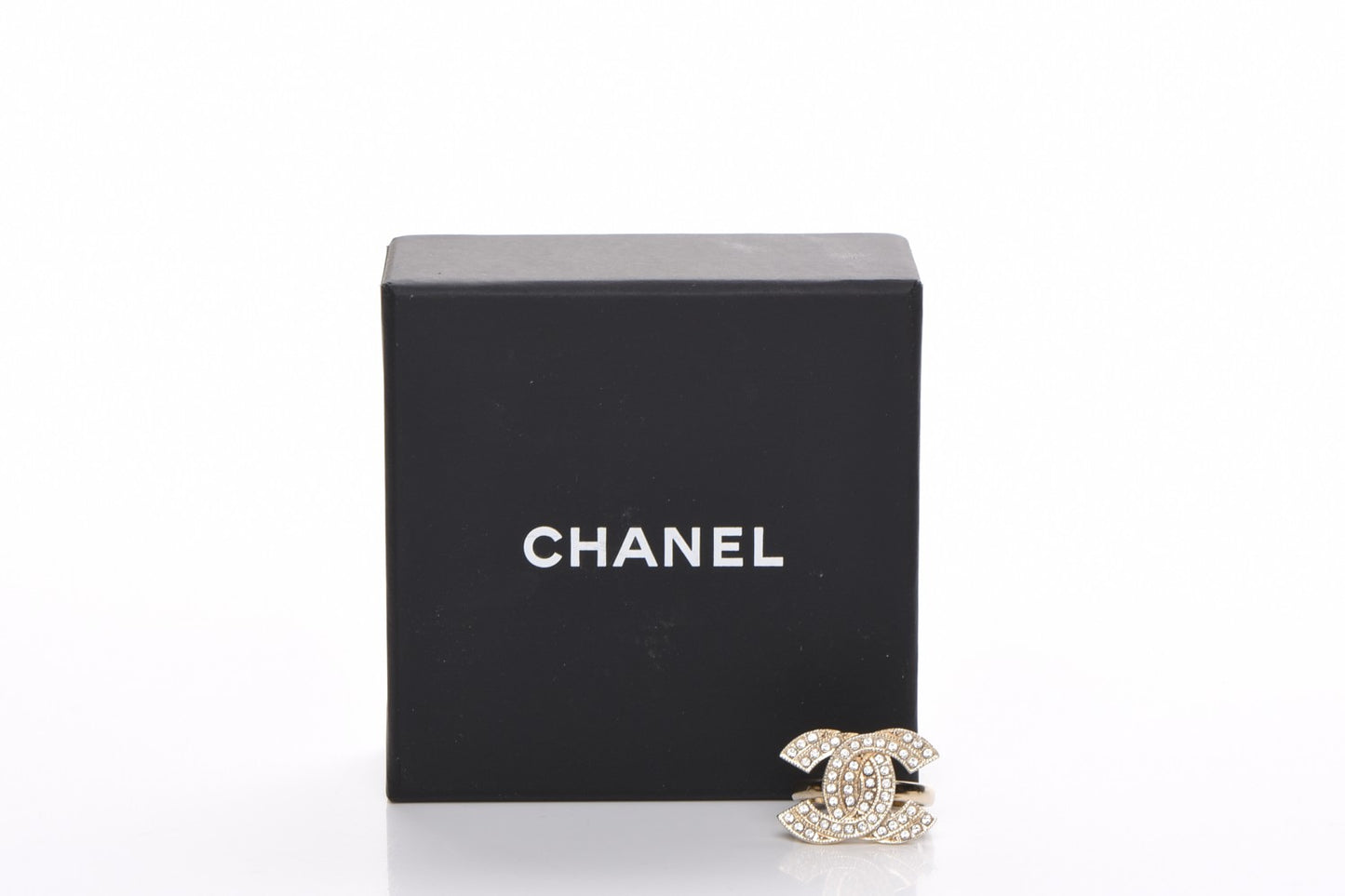 Crystal Double CC Ring 6.25 Light Gold