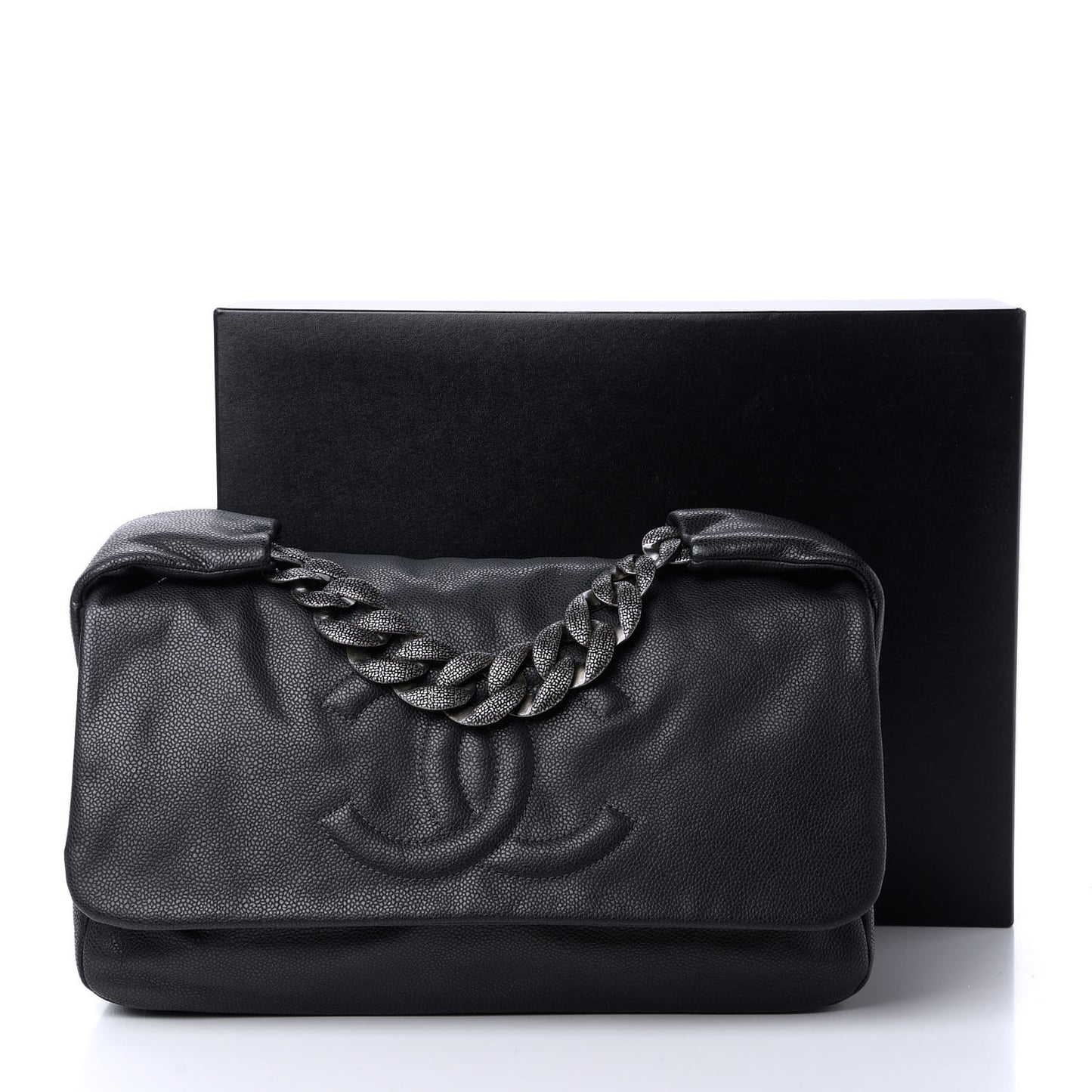Caviar 31 Flap Shoulder Bag Black