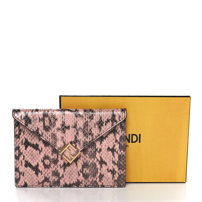 Fendi Snakeskin F is Fendi Medium Flat Envelope Pouch Rose Oro 9 of 9