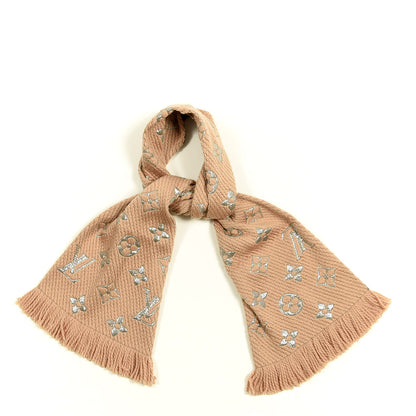 Louis Vuitton Wool Silk Logomania Shine Scarf Beige 1 of 3