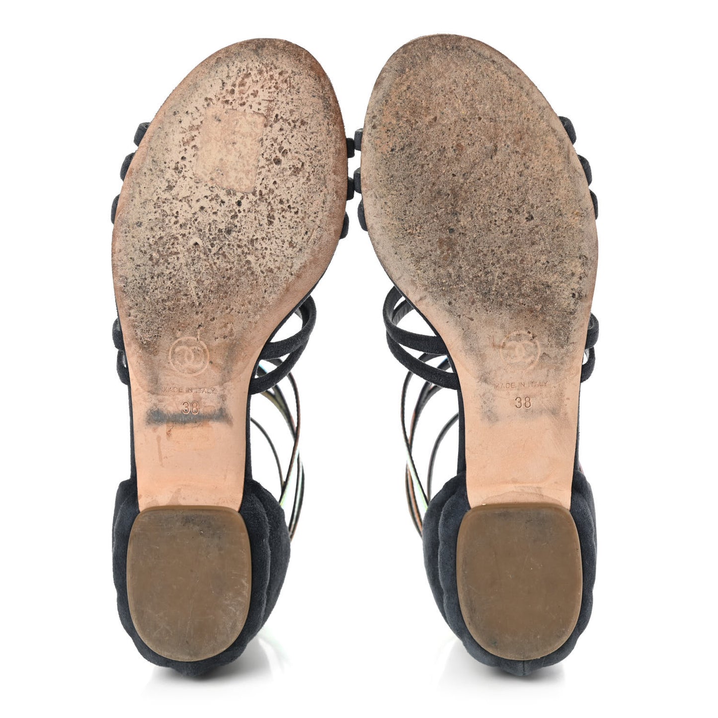 Suede Iridescent Patent Caged Sandals 38 Navy Blue