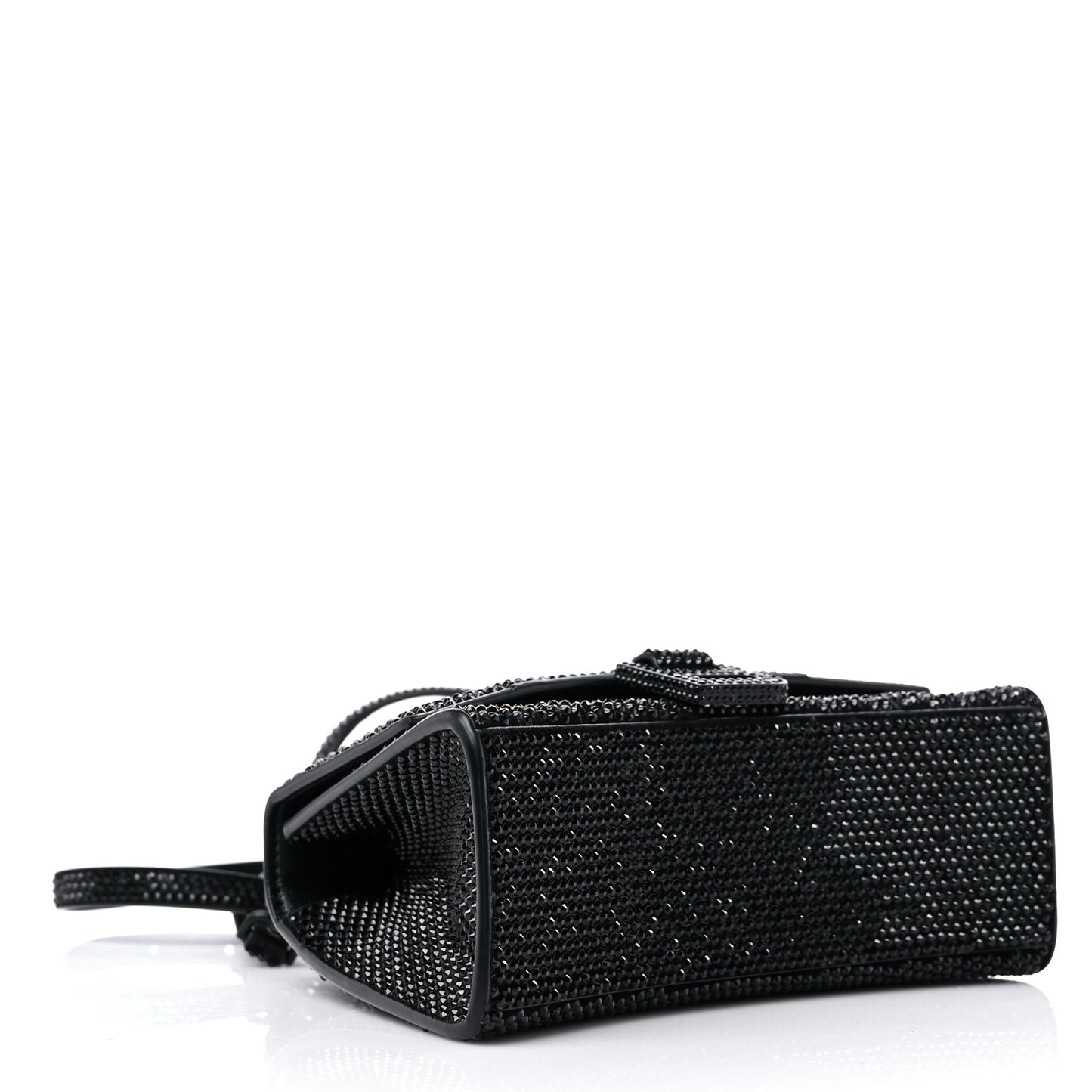 Strass Suede Hourglass Top Handle Bag XS Black Jet