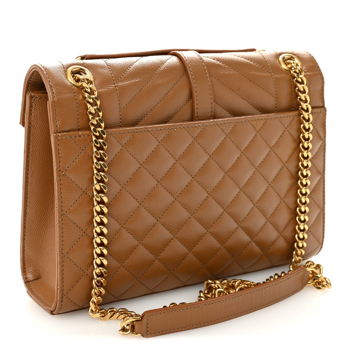 Saint Laurent Grain De Poudre Textured Mixed Matelasse Medium Triquilt Monogram Satchel Dark Cork 3 of 9