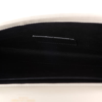 Saint Laurent Grain De Poudre Textured Mixed Matelasse Triquilt Monogram Clutch Blanc Vintage 5 of 13