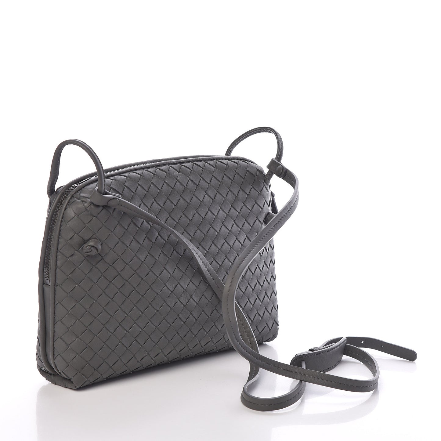 Nappa Intrecciato Nodini Crossbody Messenger Light Grey