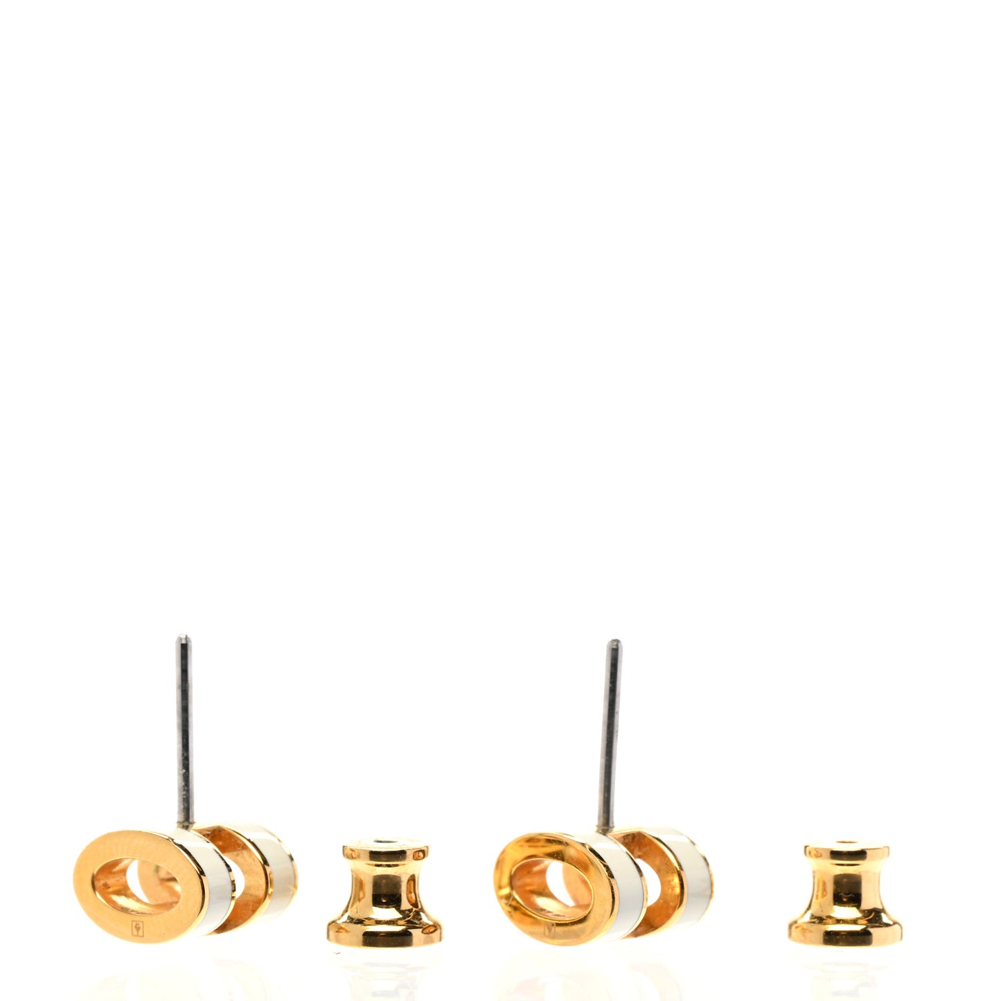 Gold Lacquered Mini Pop H Earrings White