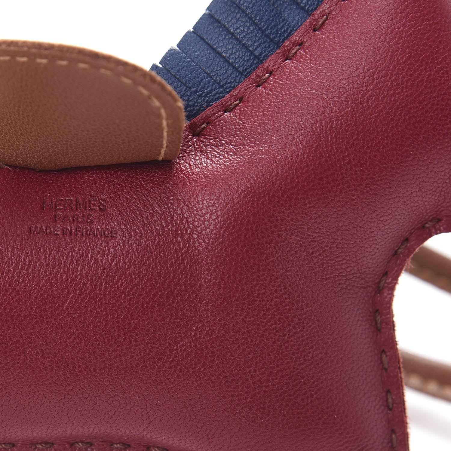 Hermes Milo Lambskin Grigri Rodeo Horse Bag Charm MM Rubis Bleu de Malte Fauve 3 of 3