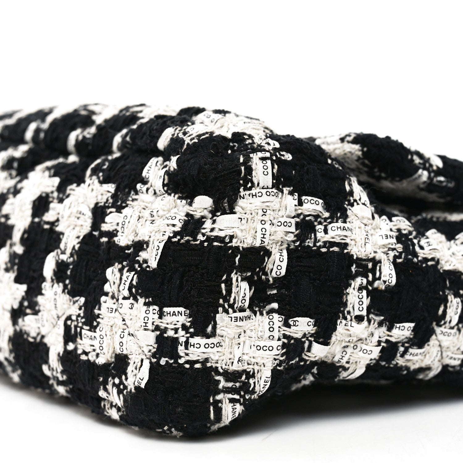Chanel Tweed Quilted Large Chanel 19 Flap Black Ecru White 10 of 11