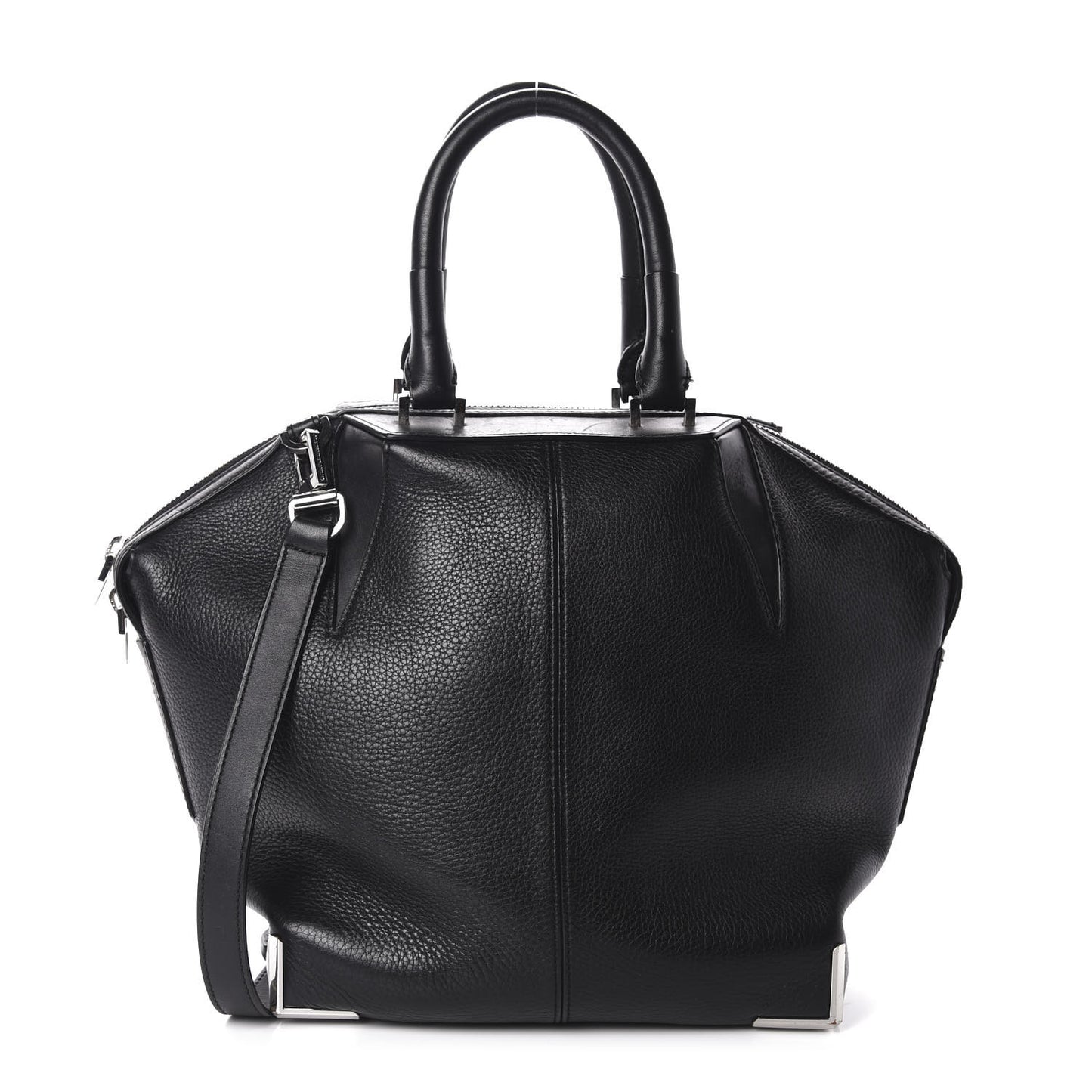 Pebbled Calfskin Small Emile Black Silver Hardware