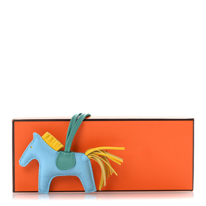 Hermes Milo Lambskin Grigri Rodeo Horse Bag Charm PM Bleu Celeste Lime Malachite 5 of 5