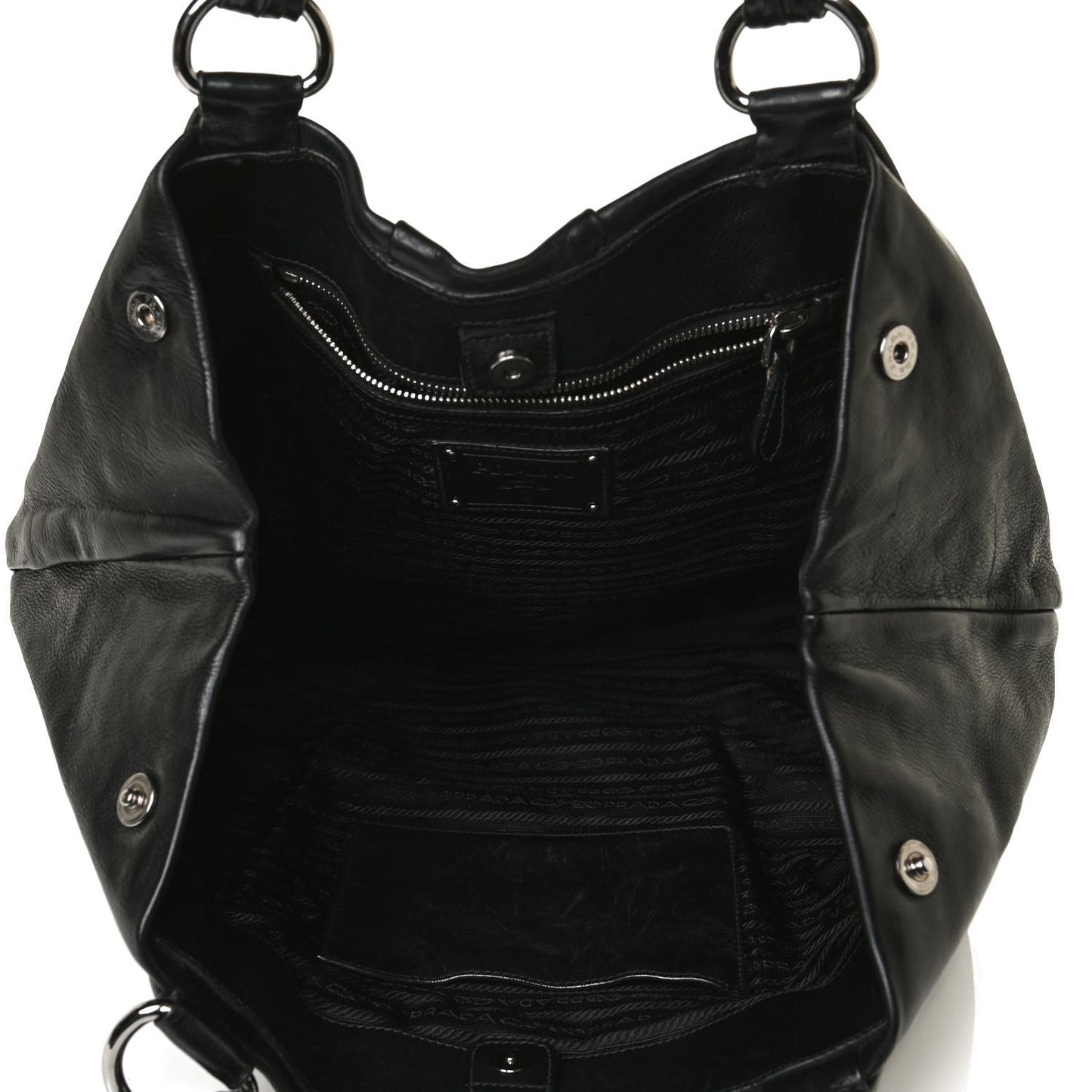 Soft Calf Pleated Shoulder Bag Black