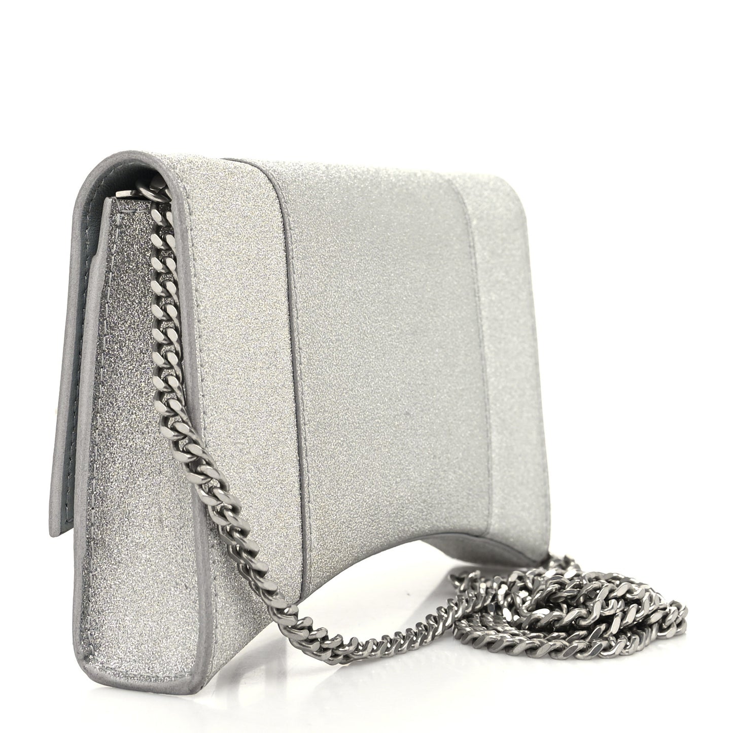 Sparkling Fabric XS Hourglass Wallet On Chain Silver
