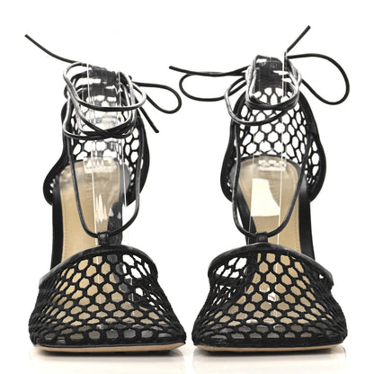 Bottega Veneta Mesh Nappa Stretch Ankle Tie 90mm Sandals 38.5 Black 3 of 9