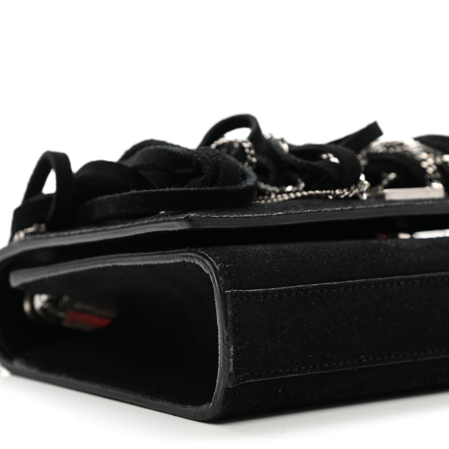Saint Laurent Suede Fringe Chain Small Monogram Satchel Black 9 of 10