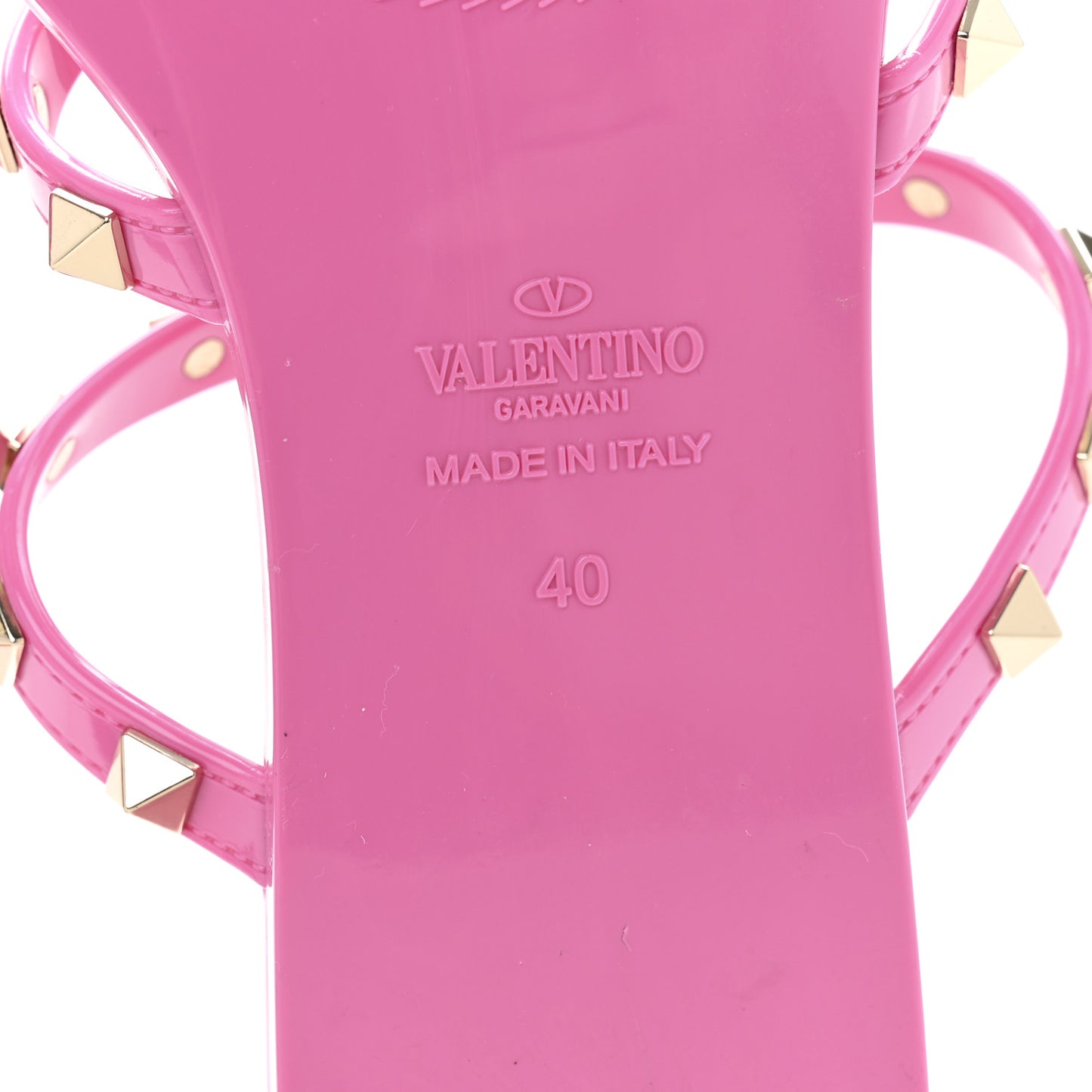 PVC Jelly Rockstud Caged Flat Thong Sandals 40 Dawn Pink