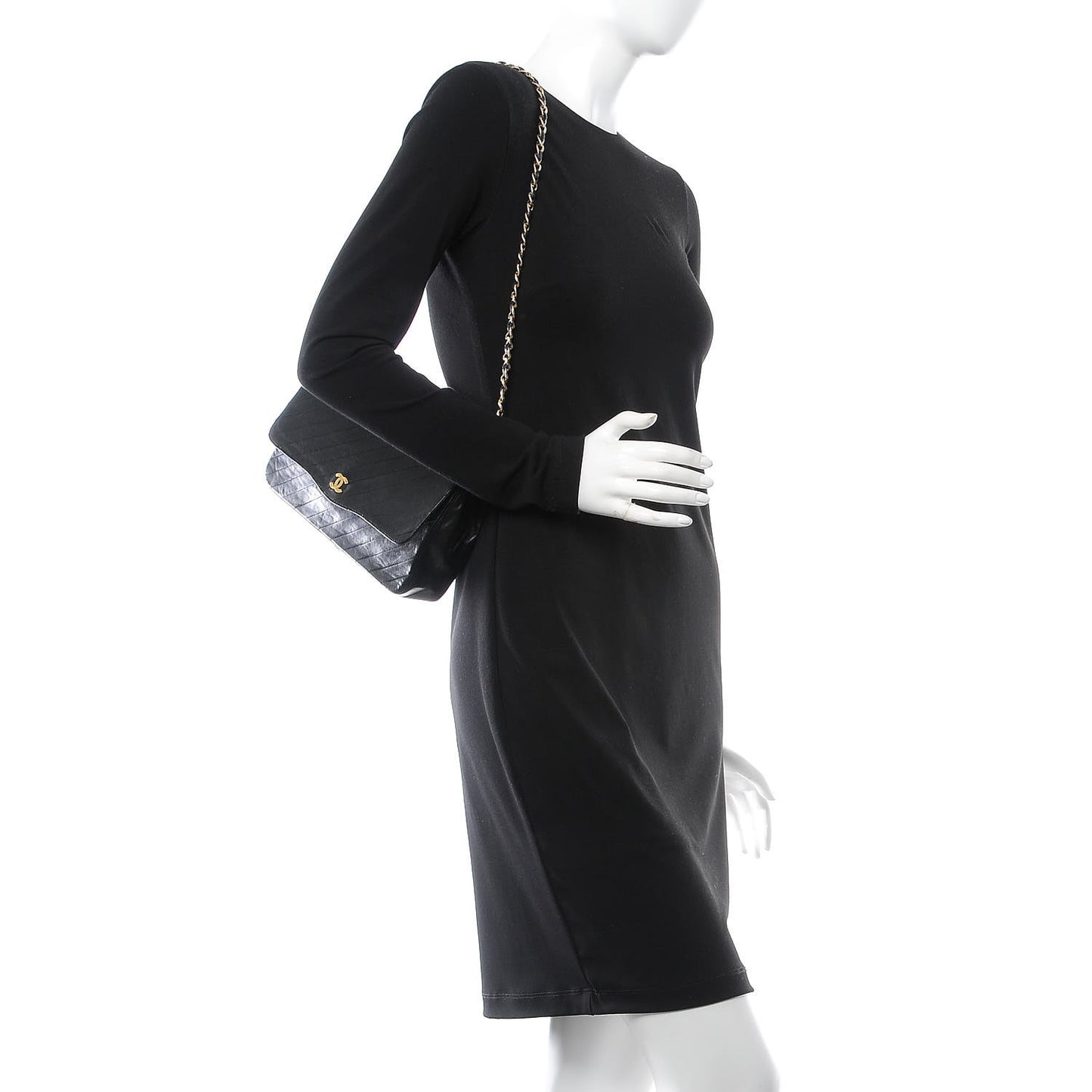 Lambskin Diagonal Quilted Small Single Flap Black
