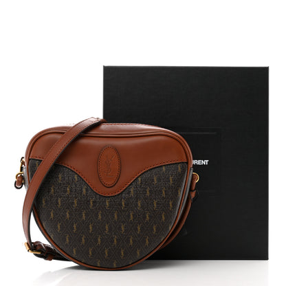 Saint Laurent Canvas Smooth Calfskin Le Monogramme Coeur Crossbody Chestnut 9 of 9
