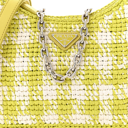 Prada Yarn Raffia Effect Crochet Mini Re-Edition Shoulder Bag Citron Yellow 9 of 12