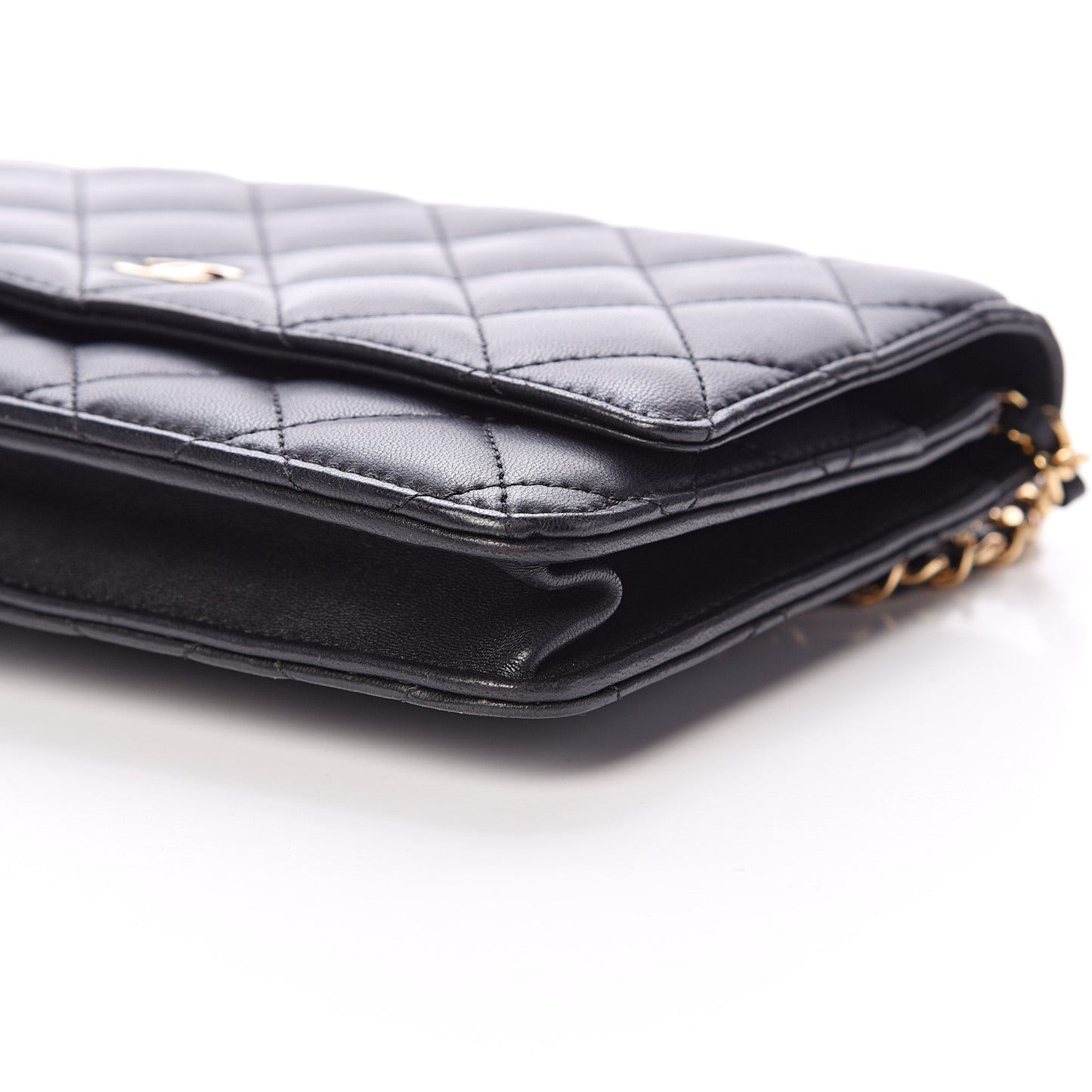 Lambskin Quilted Wallet On Chain WOC Black