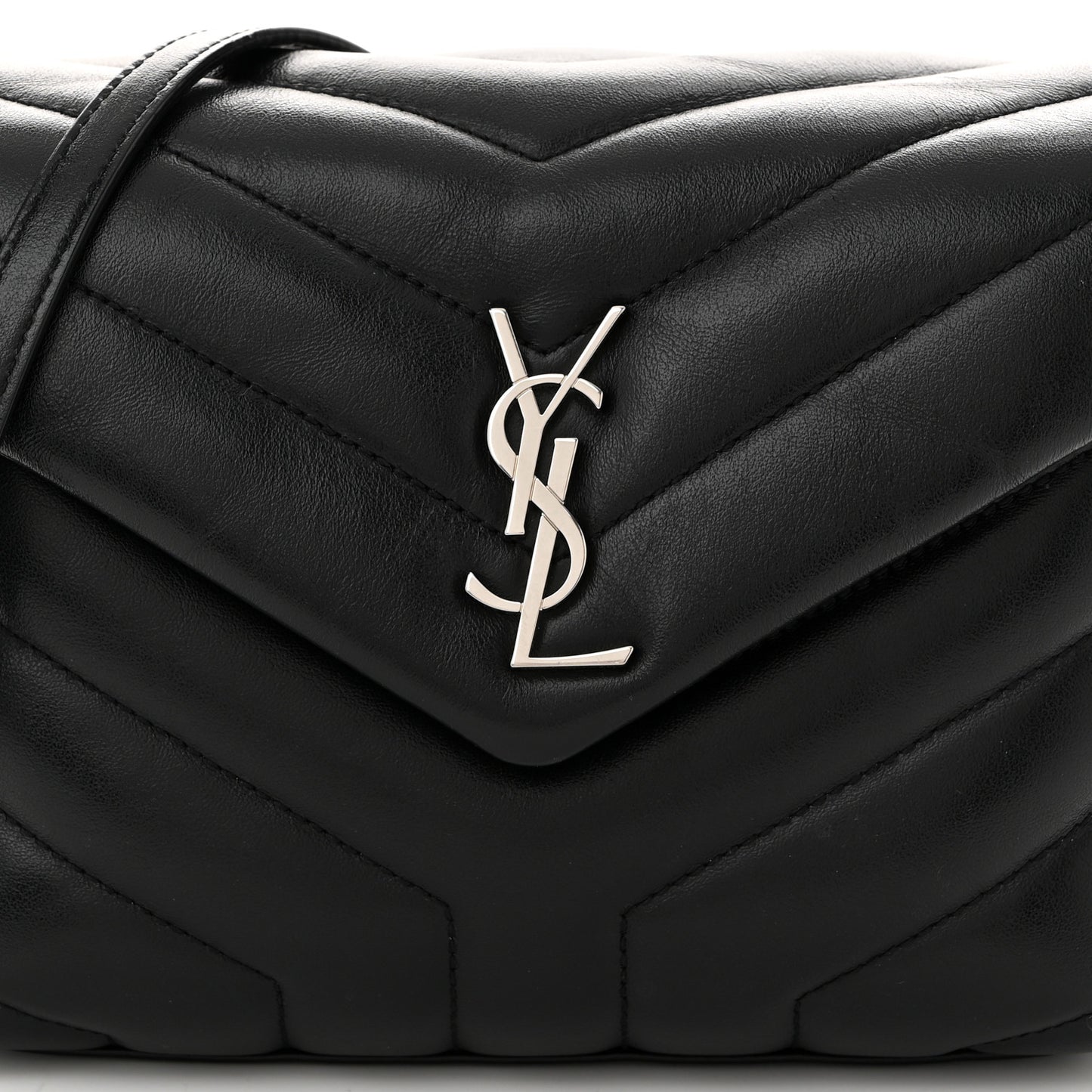 Calfskin Y Quilted Monogram Toy Loulou Crossbody Bag Black