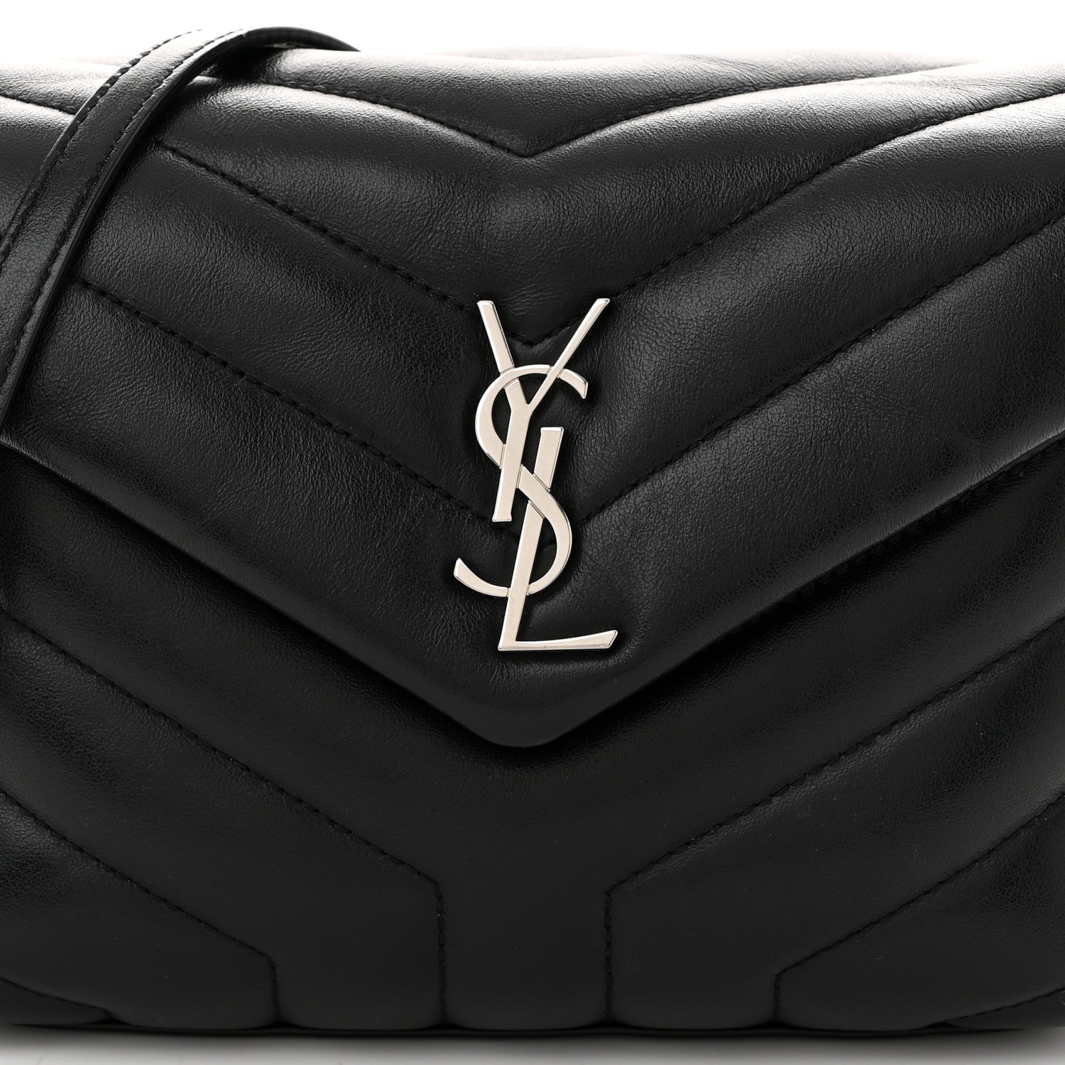 Saint Laurent Calfskin Y Quilted Monogram Toy Loulou Crossbody Bag Black 8 of 10
