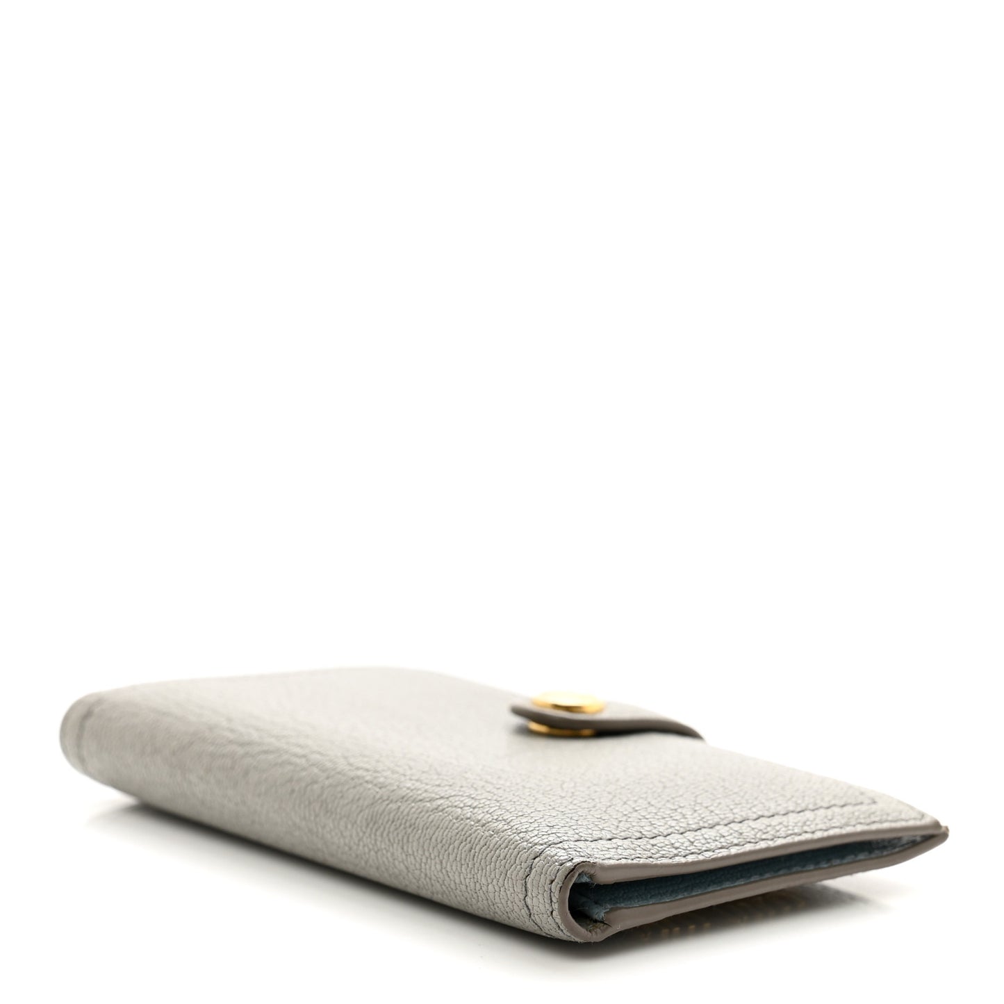 Goatskin Madras Vertical Wallet Grey Blue