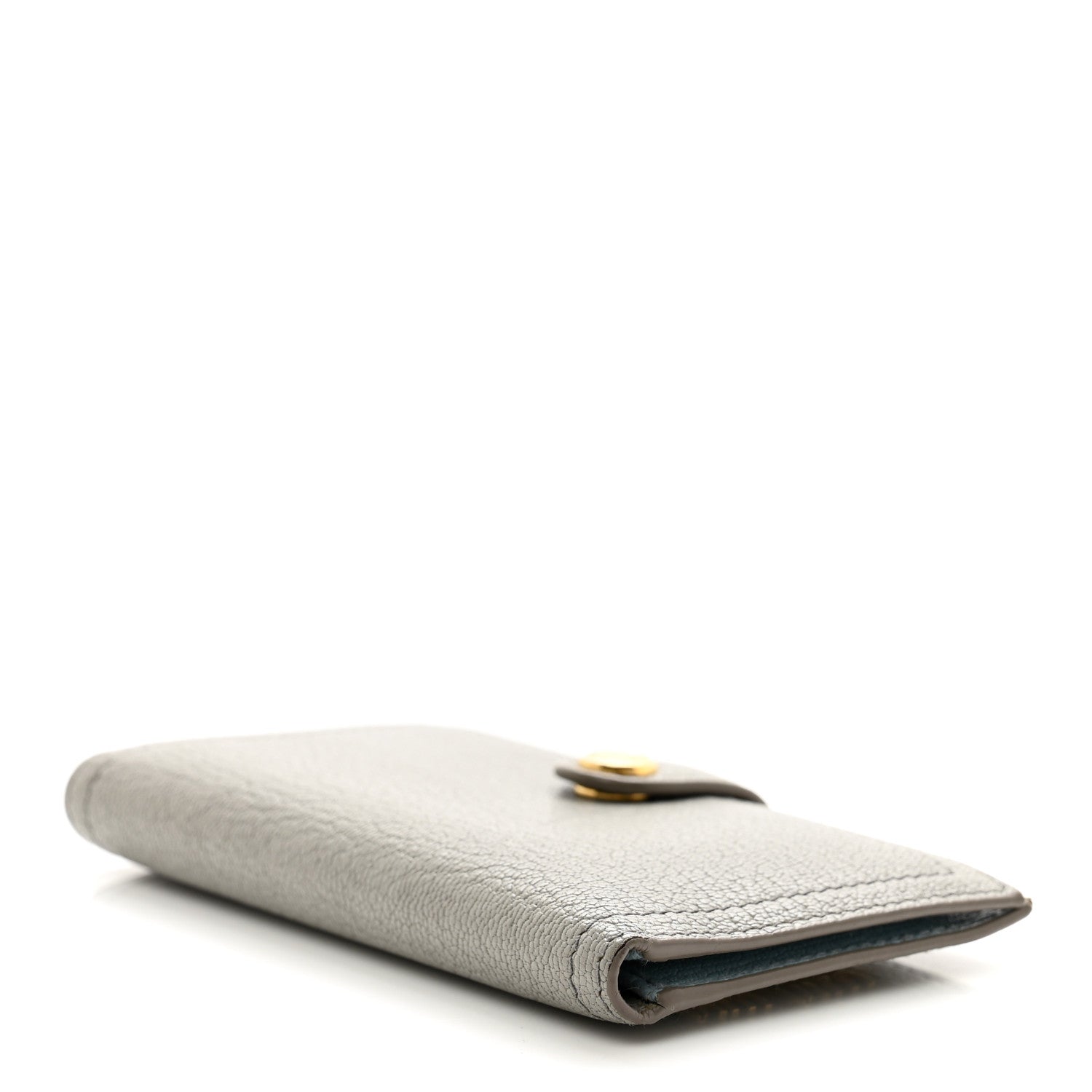 Miu Miu Goatskin Madras Vertical Wallet Grey Blue 4 of 8