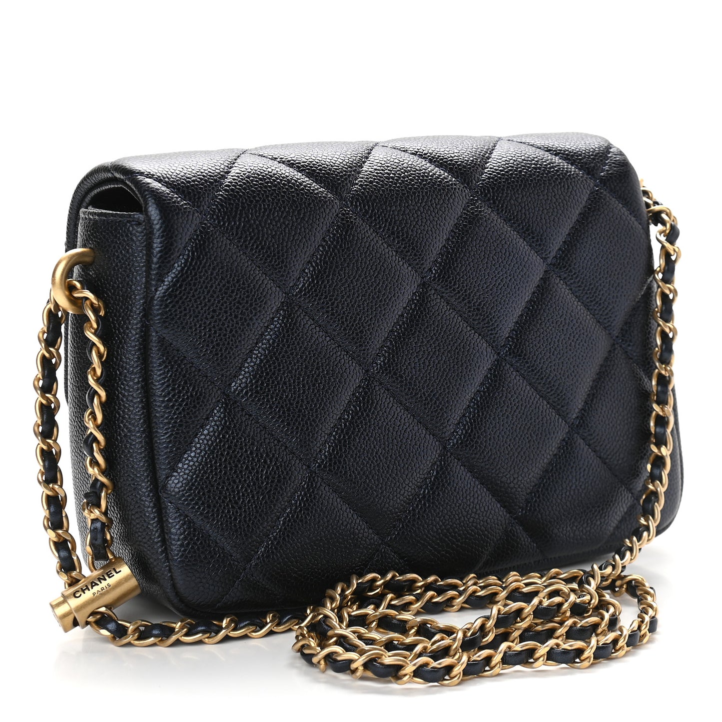 Iridescent Caviar Quilted Mini My Perfect Flap Black