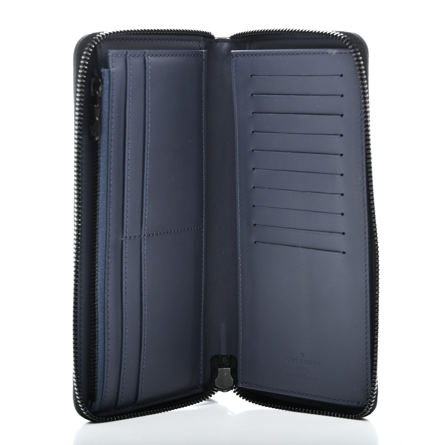 Louis Vuitton Calfskin Monogram Shadow Vertical Zippy Wallet Blue 5 of 7