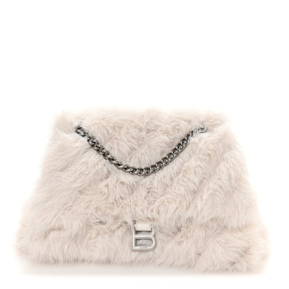 Balenciaga Faux Fur Medium Crush Chain Bag White 1 of 10