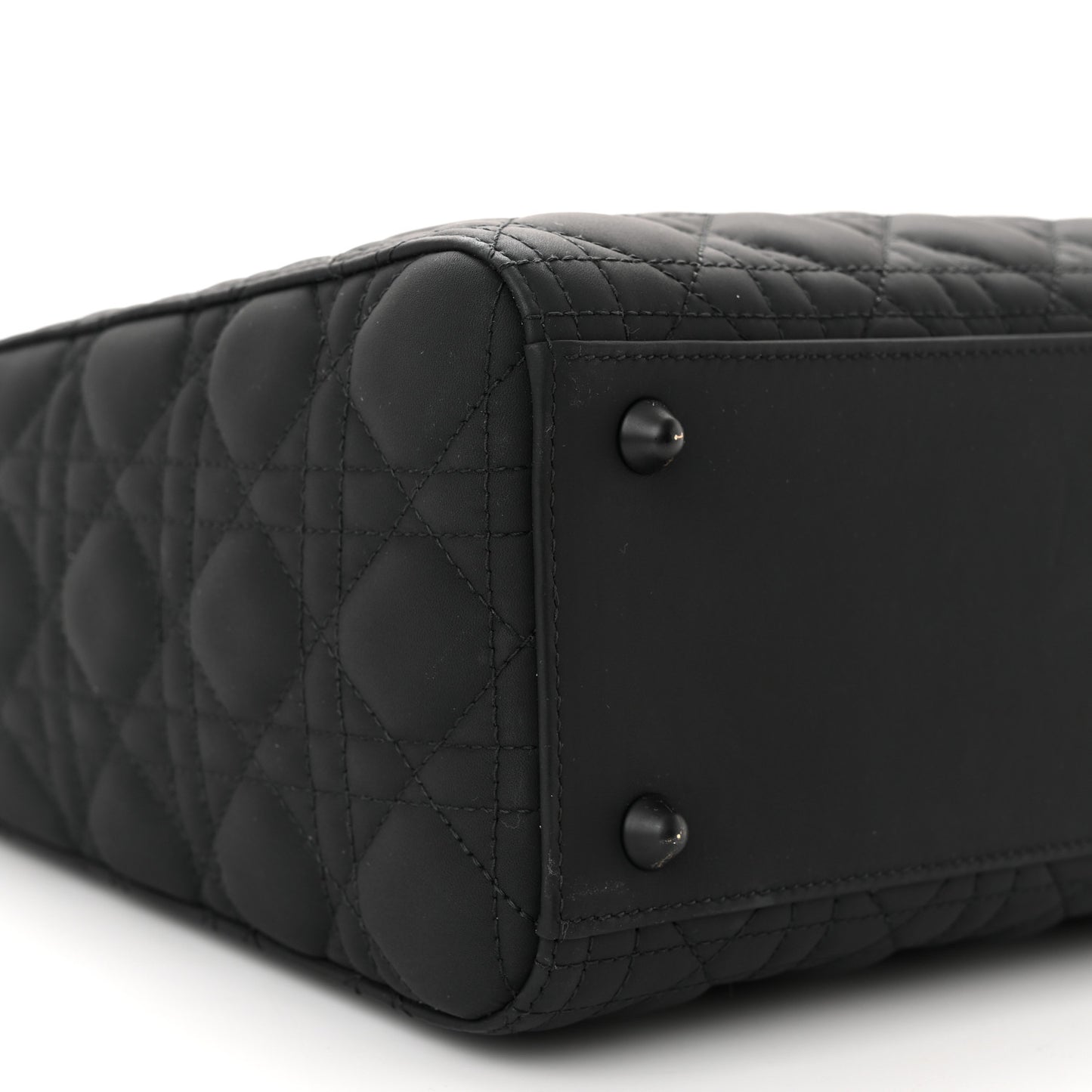 Ultra Matte Calfskin Cannage Large Lady Dior Black