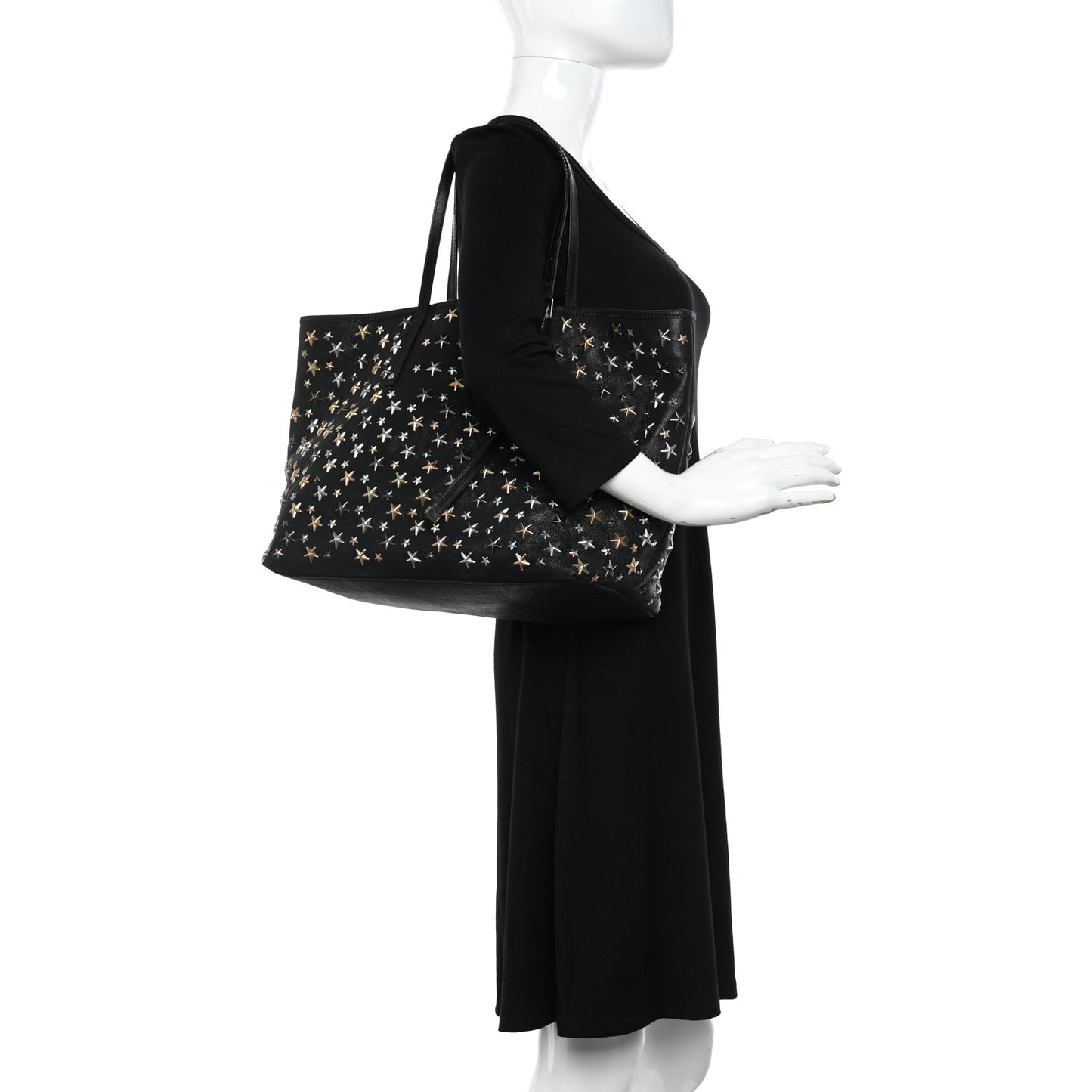 Calfskin Star Studded Tote Black