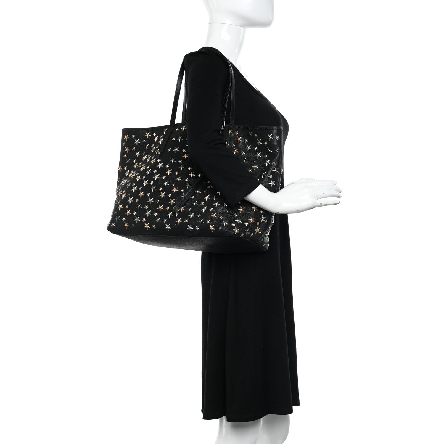 Jimmy Choo Calfskin Star Studded Tote Black 2 of 12