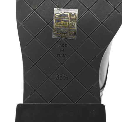 Chanel Shiny Calfskin Quilted CC Lace Up Combat Boots 38.5 Black 8 of 9