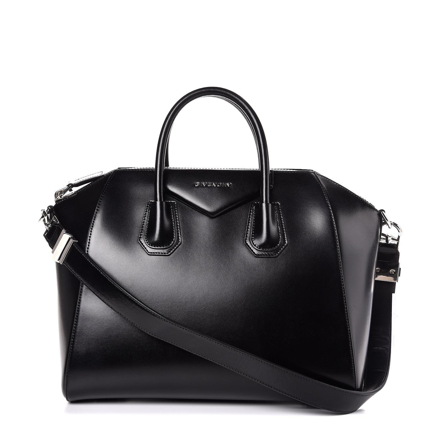 Shiny Lord Calfskin Medium Antigona Black