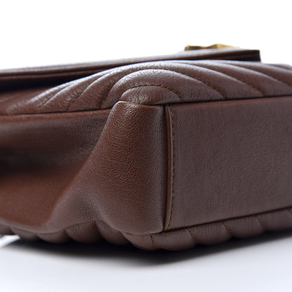 Saint Laurent Calfskin Matelasse Chevron Monogram Medium College Bag Brandy Old 7 of 9