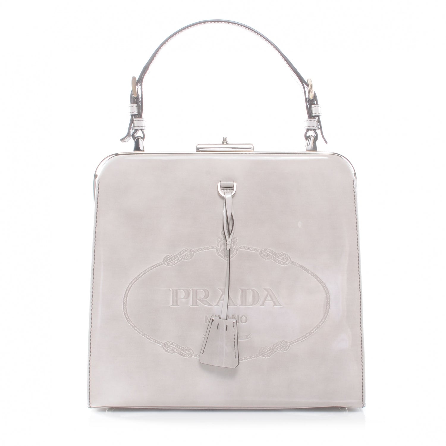 Prada Spazzolato Logo Print Framed Bag Quarzo 1 of 7
