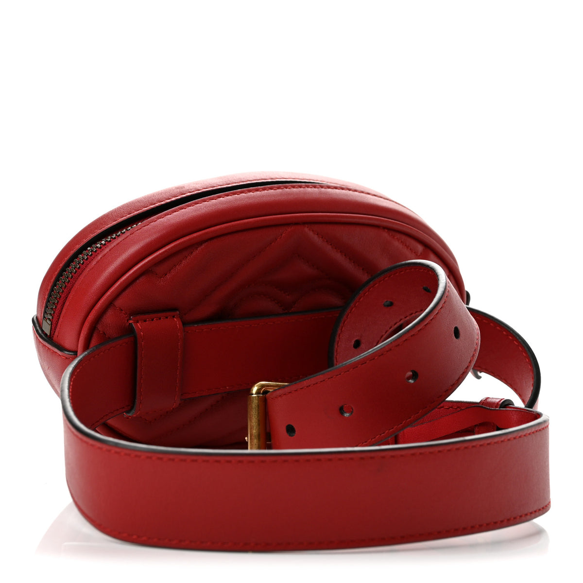 Gucci Calfskin Matelasse GG Marmont Belt Bag 85 34 Hibiscus Red 3 of 13