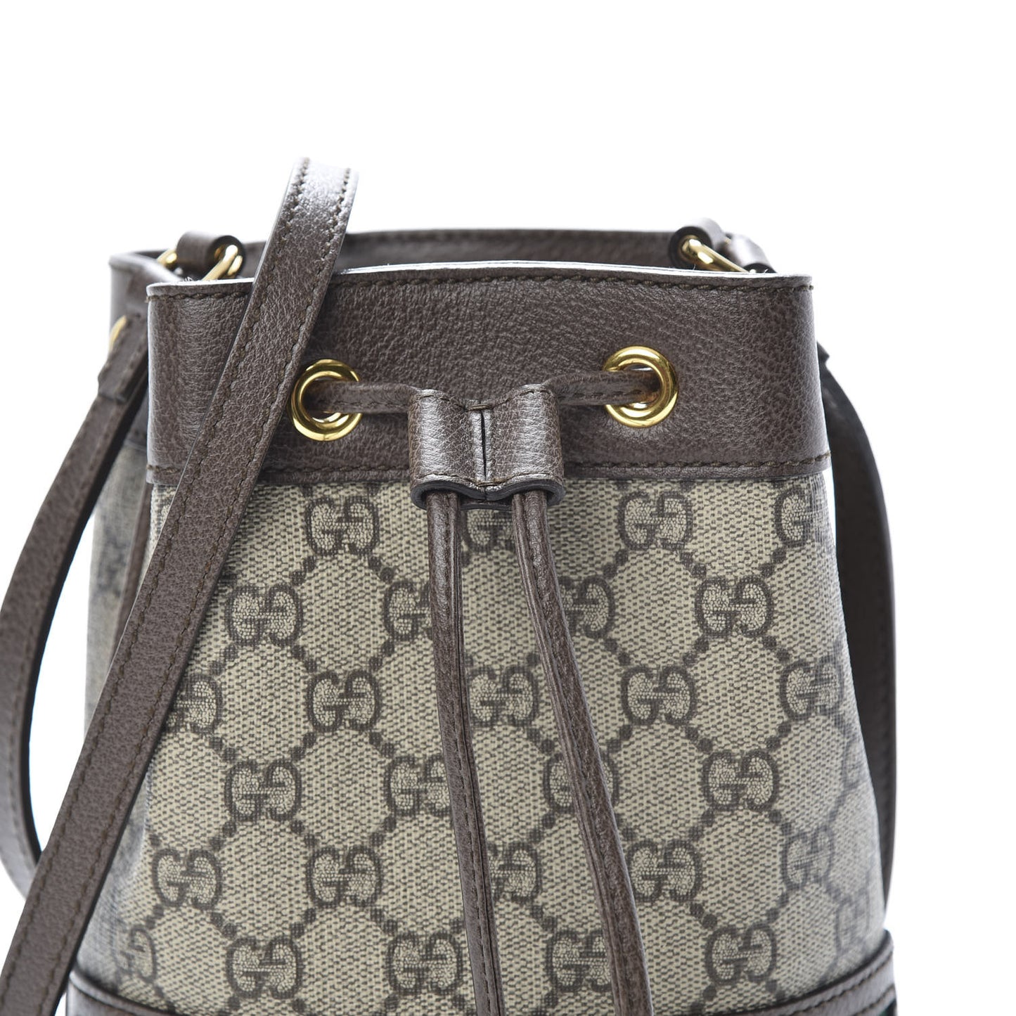 GG Supreme Monogram Web Mini Ophidia Bucket Bag Brown
