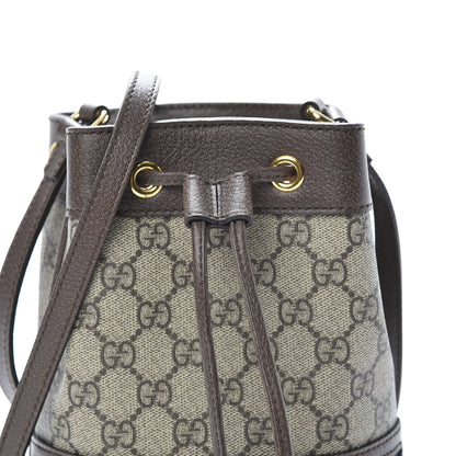 Gucci GG Supreme Monogram Web Mini Ophidia Bucket Bag Brown 7 of 9