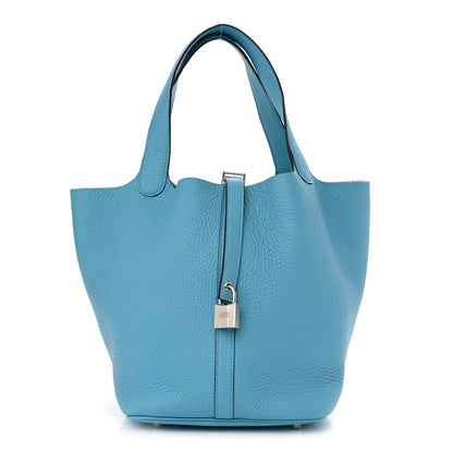 Hermes Taurillon Clemence Picotin Lock 22 MM Bleu du Nord 1 of 10