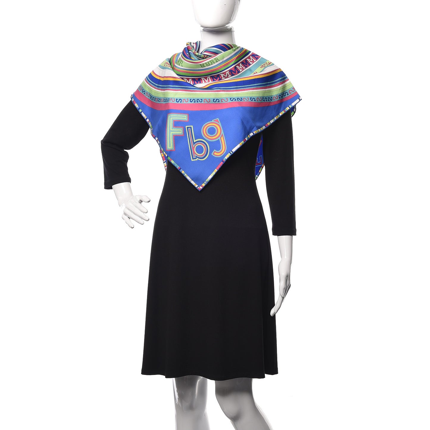 Silk Tohu Bohu Scarf 90 Bleu Dur Vert Veronese Rose