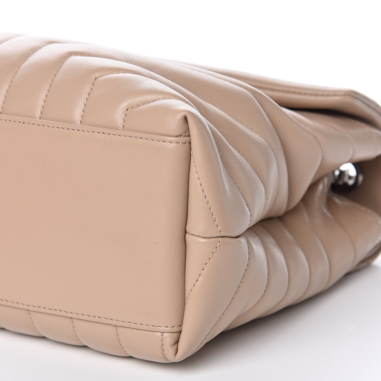Saint Laurent Calfskin Y Quilted Monogram Medium Loulou Chain Satchel Nude Powder 10 of 11