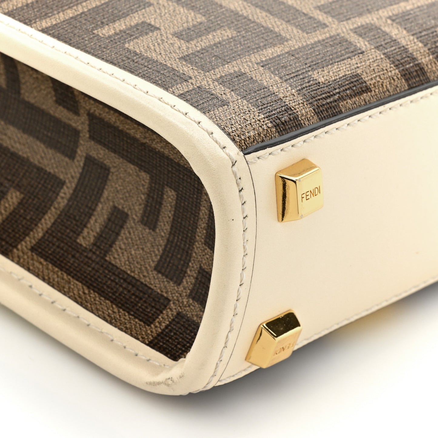 Glazed Fabric Vitello King Plexiglass FF 1974 Logo Hairdo Girls Inlay Mini Fendi Sunshine Shopper Tote Mogano Panna Multicolor