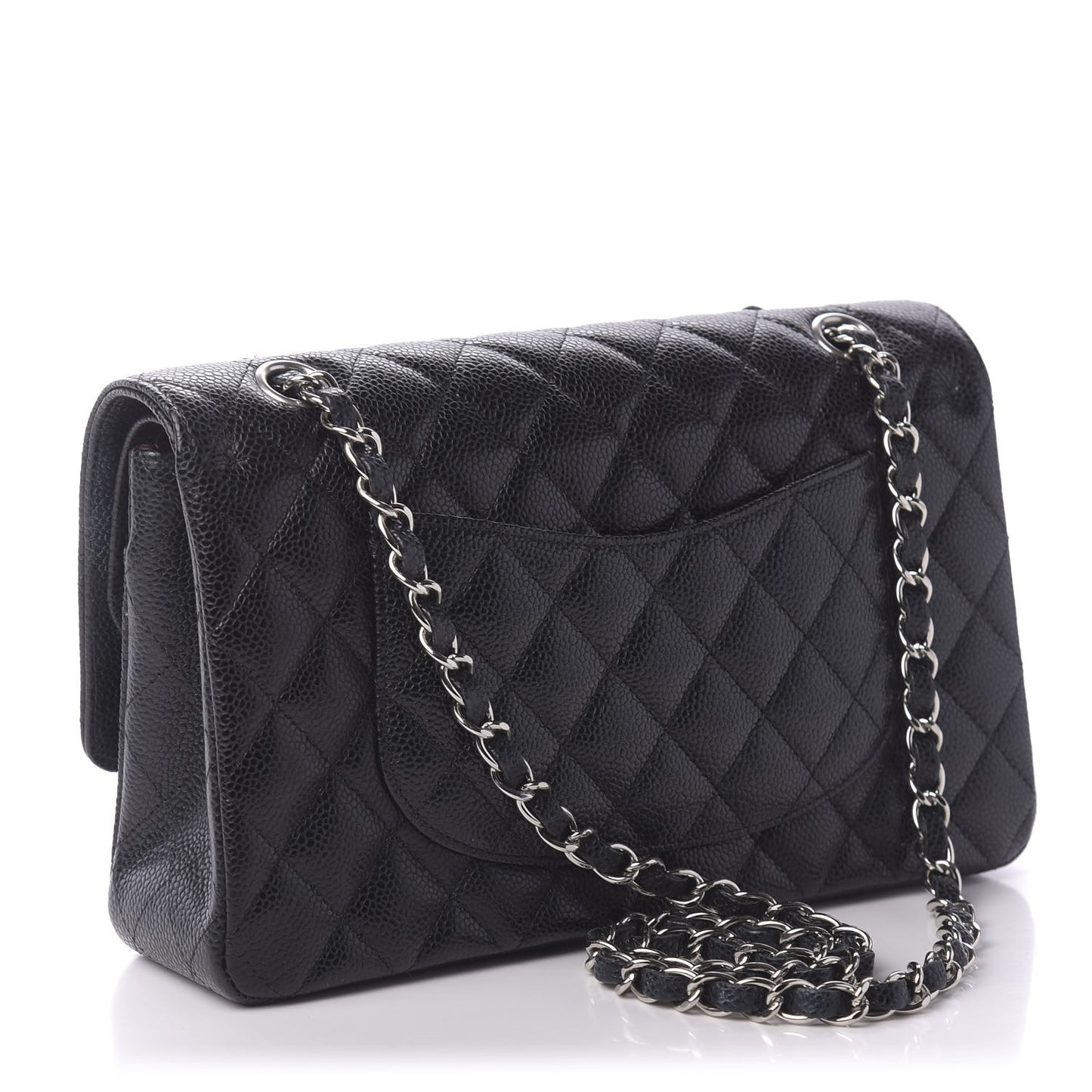 Caviar Quilted Medium Double Flap Black