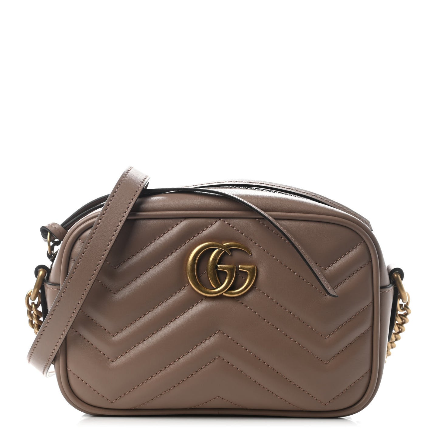 Calfskin Matelasse Mini GG Marmont Chain Shoulder Bag Porcelain Rose