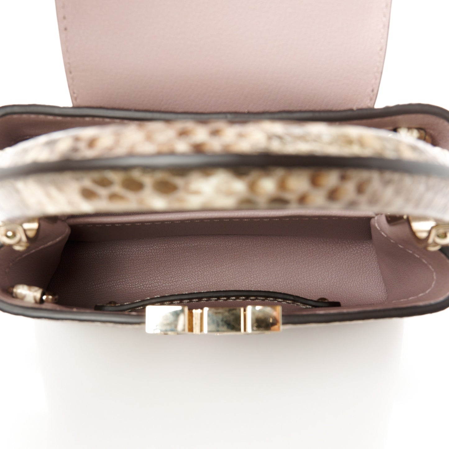 Metallic Snakeskin Capucines Mini Dore