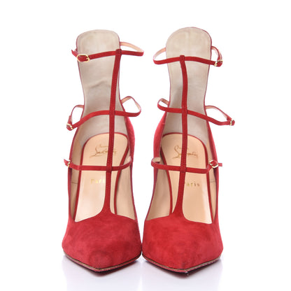 Christian Louboutin Suede Toerless Muse 100 Triple Strap Pumps 41.5 Oeillet 2 of 12