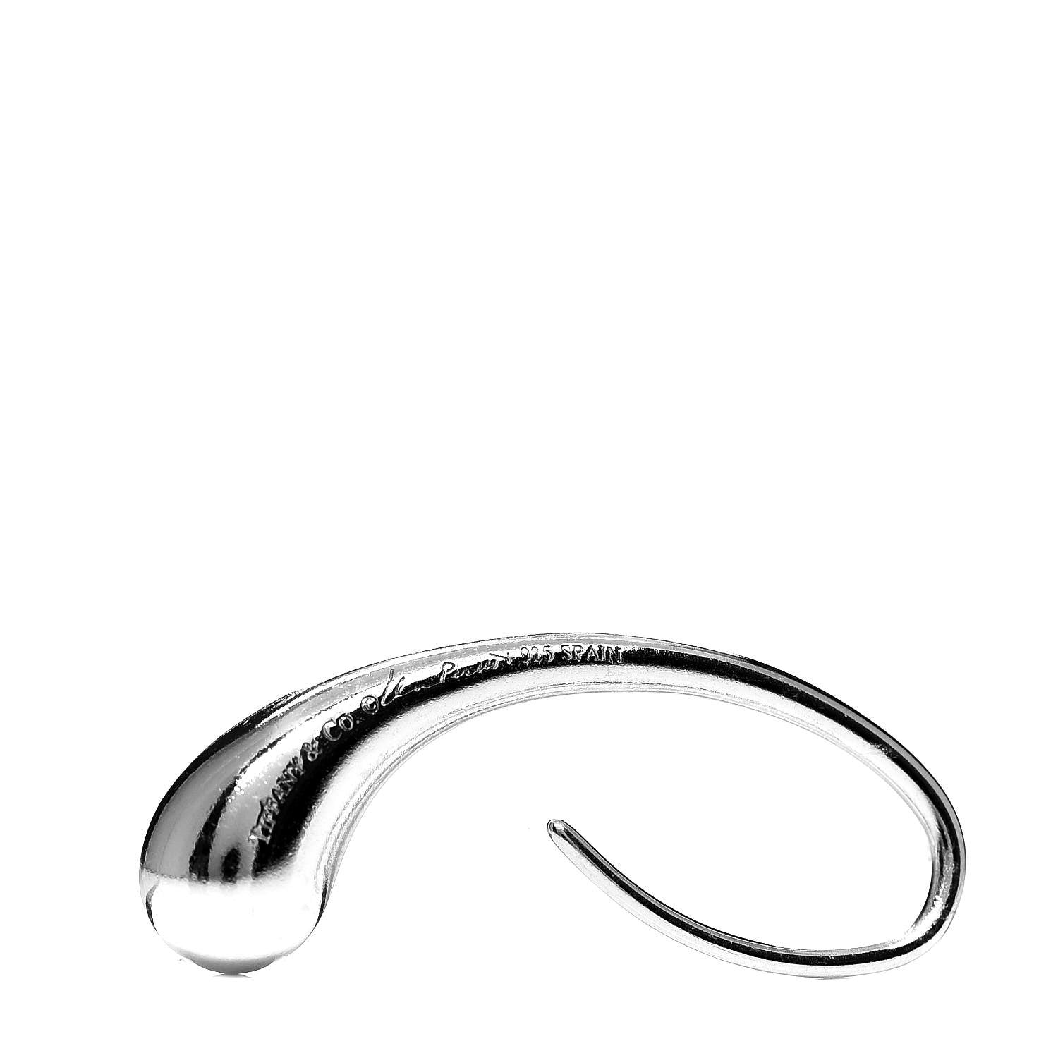 Tiffany Sterling Silver Elsa Peretti Teardrop Hoop Earrings 4 of 4